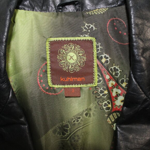 Kuhlman Genuine Leather Black Jacket paisley lining Men Size 3 / M - Picture 6 of 10
